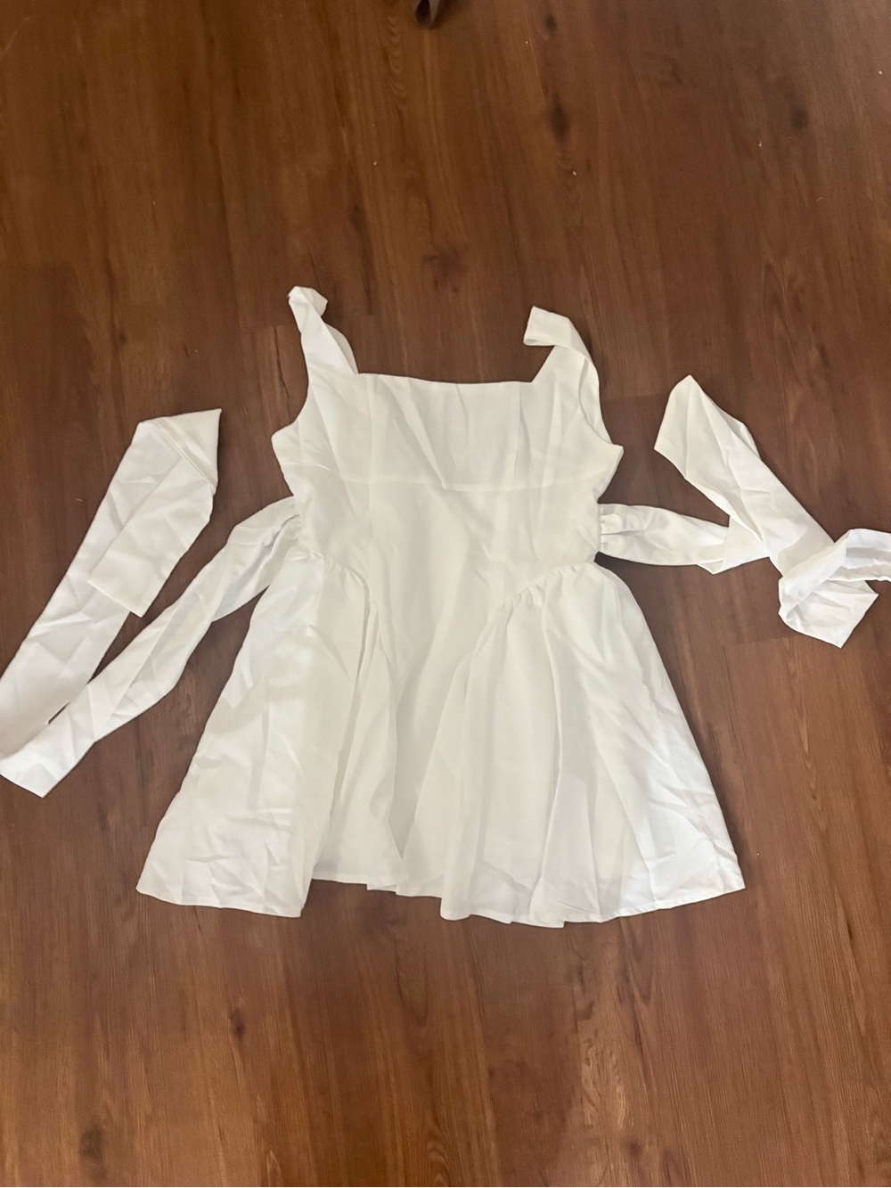 SHEIN White Mini Dress with Tie Waist